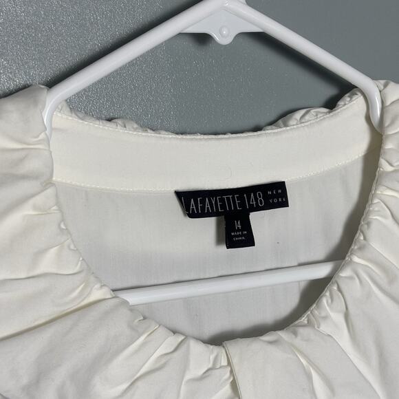 Lafayette 148 White Button-Down Sleeveless Blouse 14 Large XL Designer Collar - Picture 2 of 7